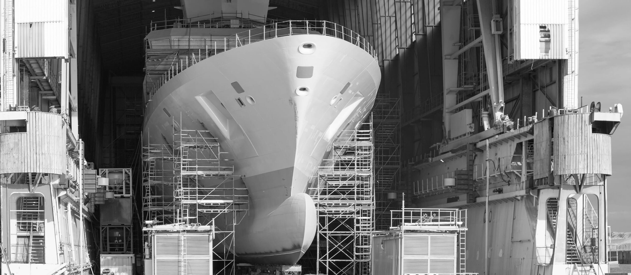 Restored ship at a shipyard