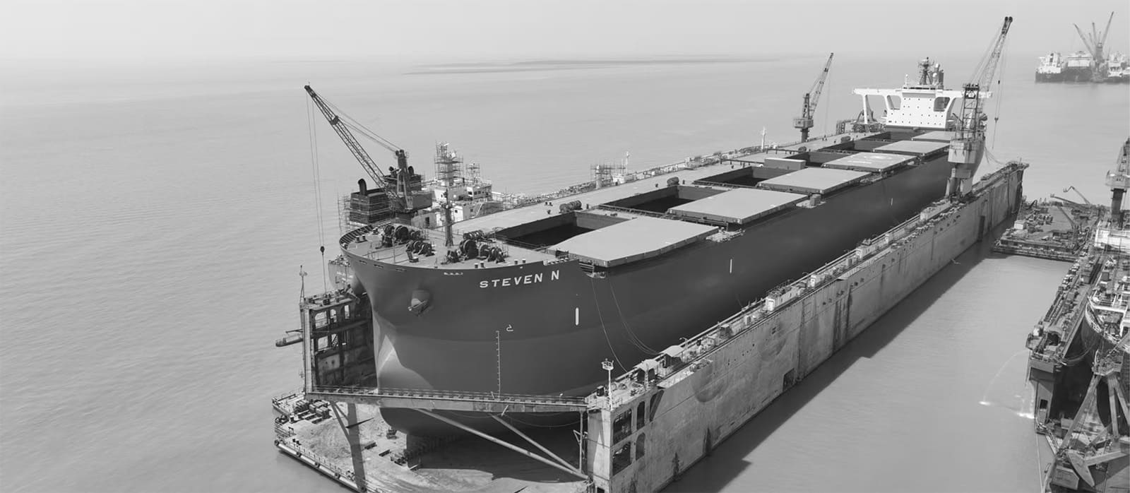 Vessel in a shipyard